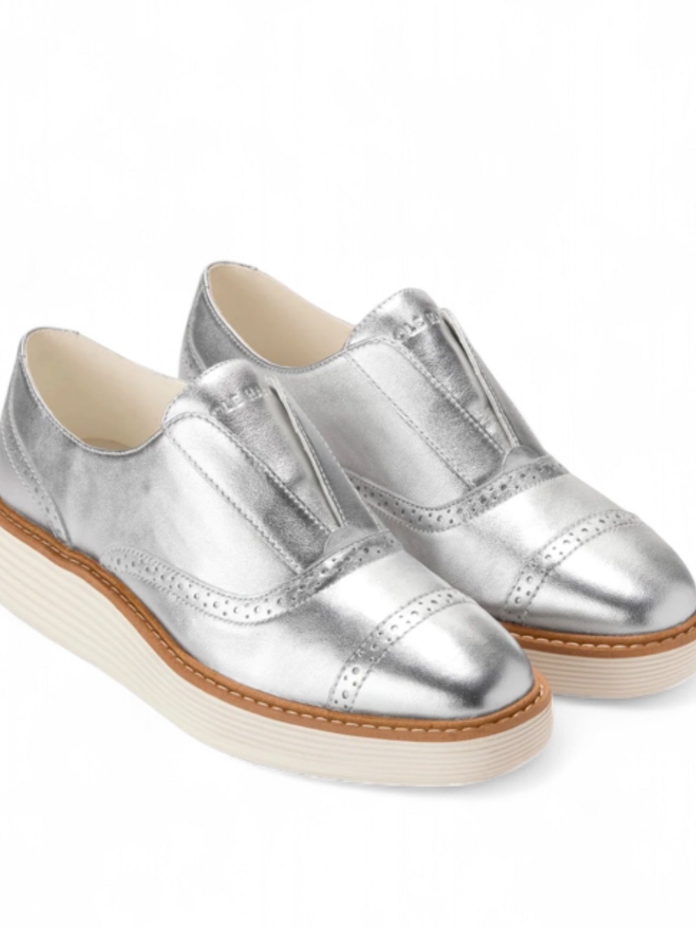 Cole Haan Loarfer Metallic Silver Slip-On Platform Loafers for Women